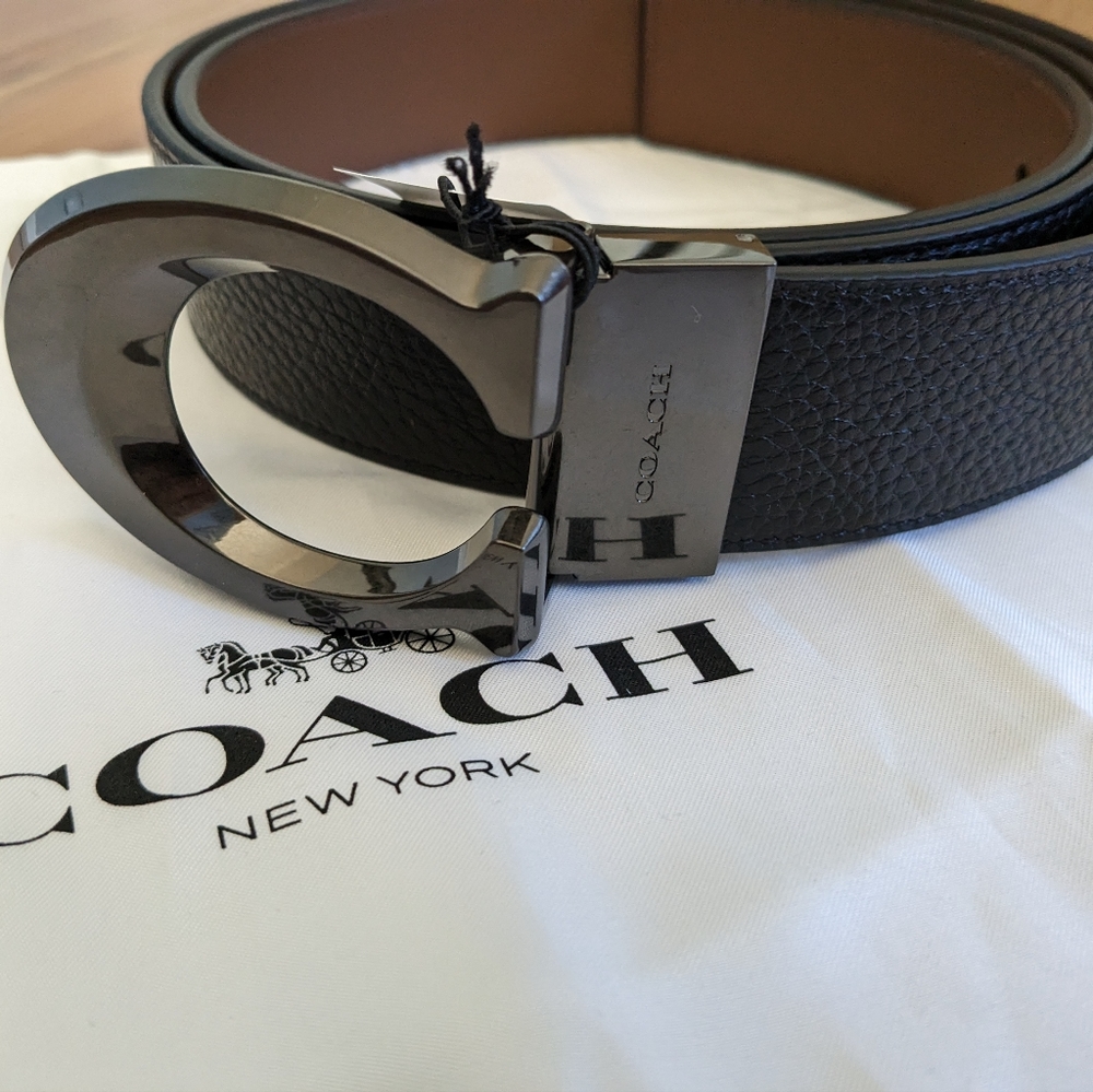 Coach Signature Pebbled Leather  38 Mm Buckle Cut to Size Belt New in Box - Picture 2 of 5